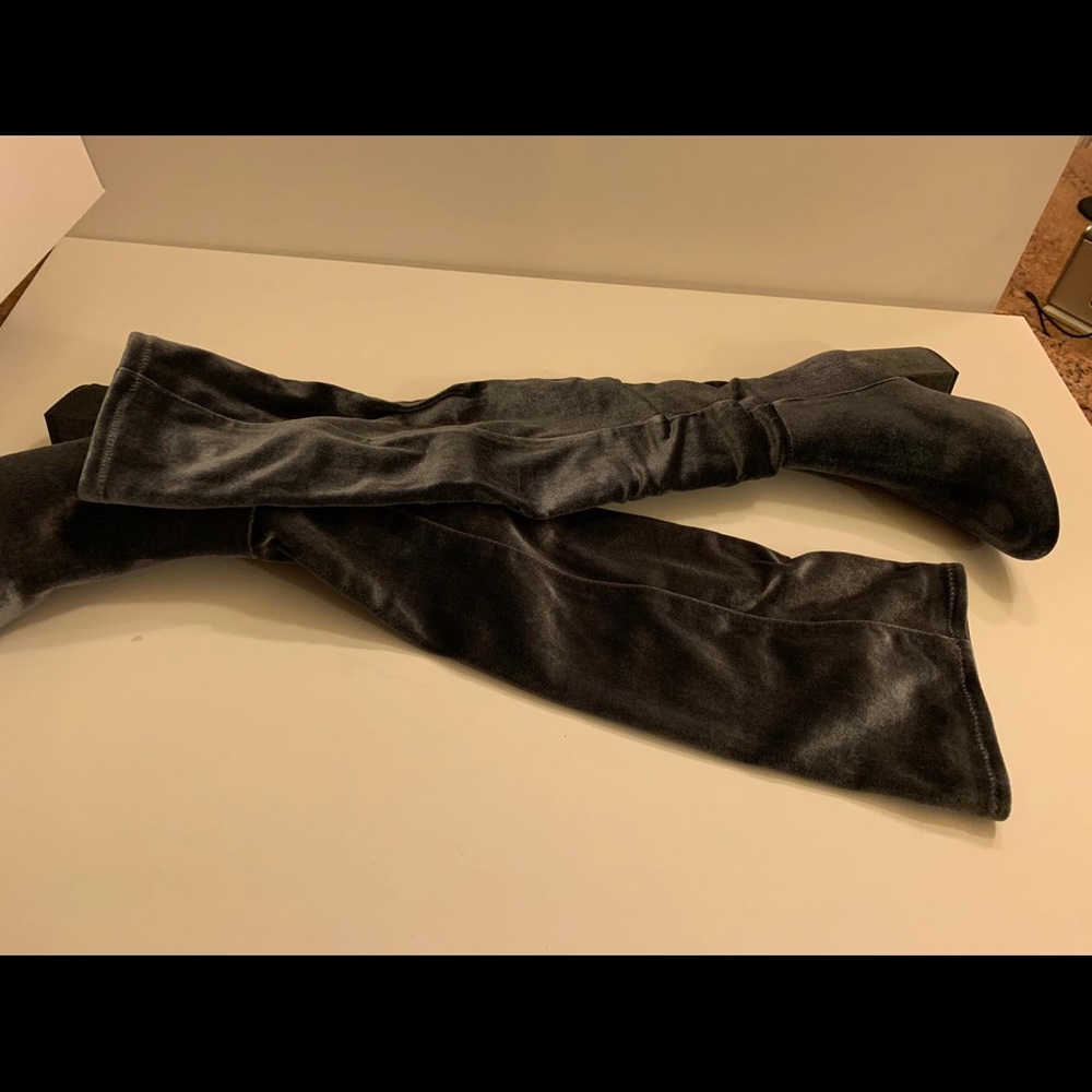 COPY - Over the knee velvet stretch boot grey 6.5